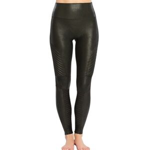 SPANX Women’s Black Faux Leather Moto High-Rise Leggings